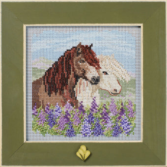 Icelandic Horses Beaded Cross Stitch Kit